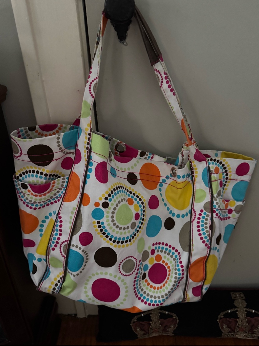 Thirty one Multicolor Dot Print Large Canvas Tote Bag